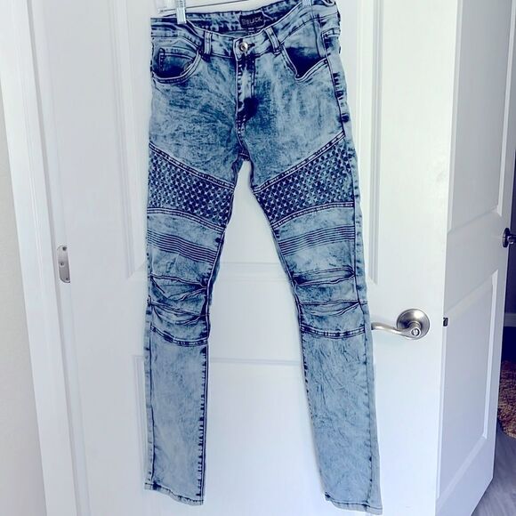 CJ Black Premium Moto biker Skinny Flex Acid Washed Super soft - Picture 1 of 11